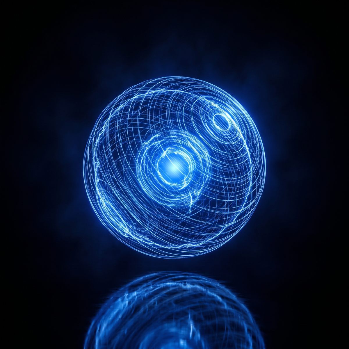 Glowing blue voice waveform sphere representing an AI receptionist answering small business calls 24/7